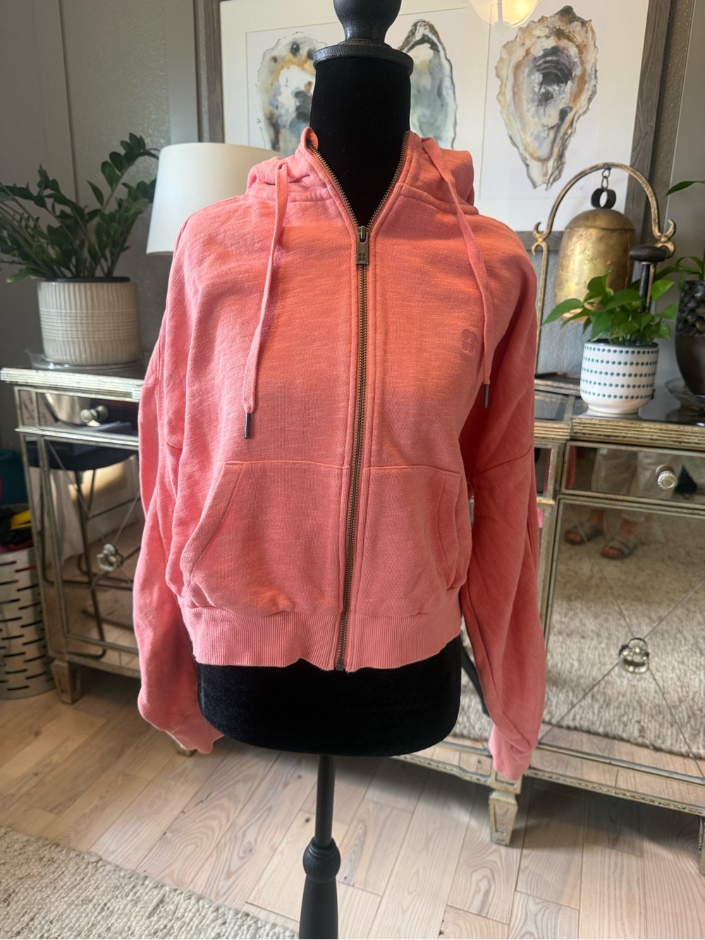 Sweaty Betty Coral Zip-Up Bomber Hoodie